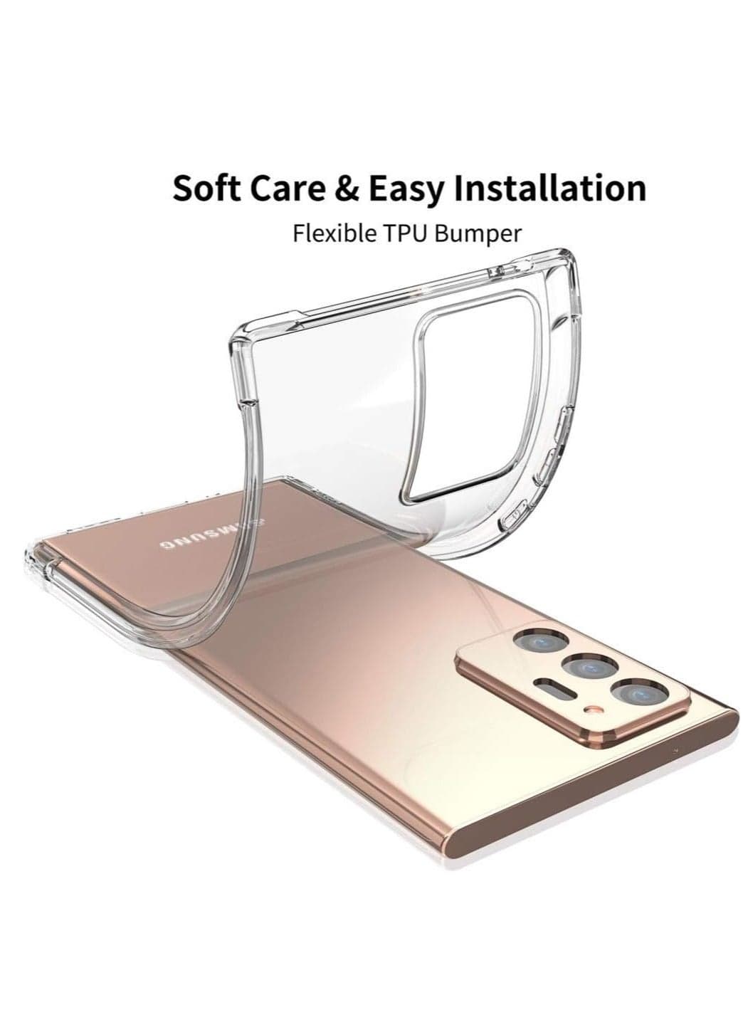 for Samsung Galaxy Note 20 Ultra Case Anti-Shock Protection Transparent Back Slim Protective Case - Clear Cases & Covers (٢)