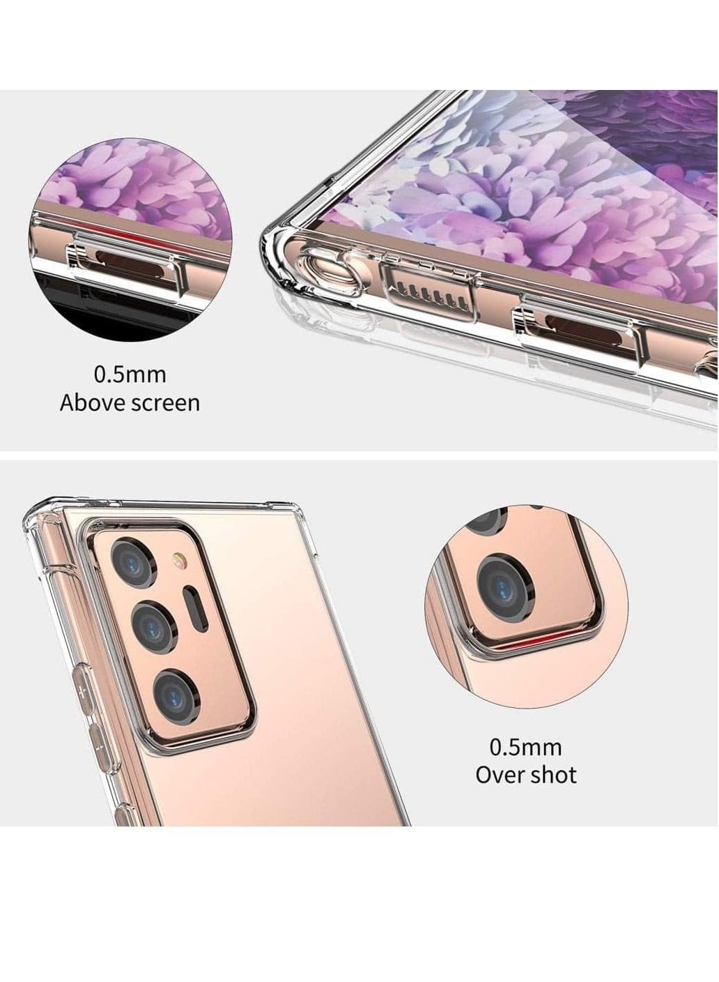 for Samsung Galaxy Note 20 Ultra Case Anti-Shock Protection Transparent Back Slim Protective Case - Clear Cases & Covers (٣)