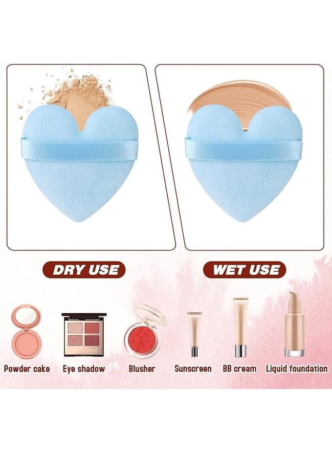 6 Pieces Heart Shape Powder Puff, Soft Makeup Puff Foundation Sponge Cushion Puff Makeup Applicator for Contouring, Eye and Corner, Beauty Blender Make Up Tools for Women (4)