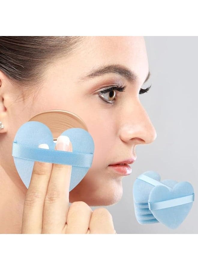 6 Pieces Heart Shape Powder Puff, Soft Makeup Puff Foundation Sponge Cushion Puff Makeup Applicator for Contouring, Eye and Corner, Beauty Blender Make Up Tools for Women (3)