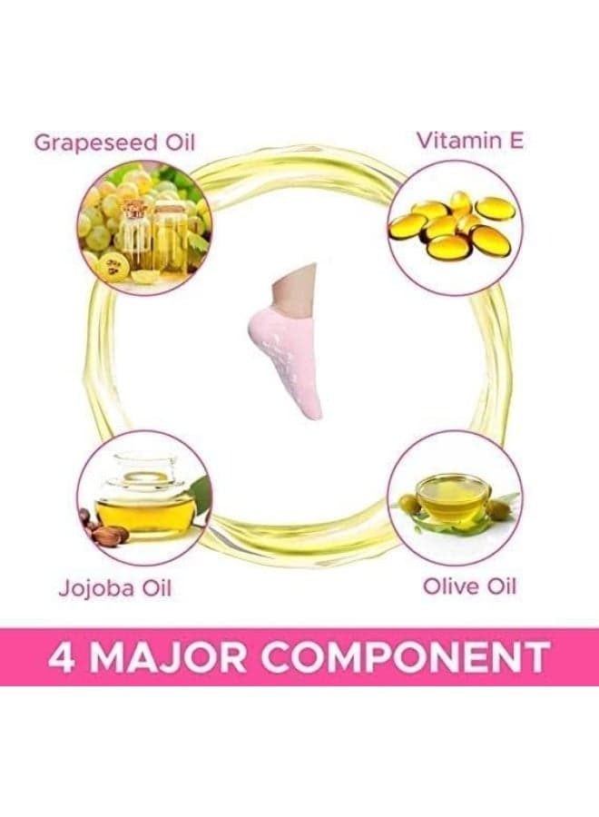 Reusable silicone gel spa socks for exfoliating, brightening, and moisturizing feet, pink color Foot Care (5)