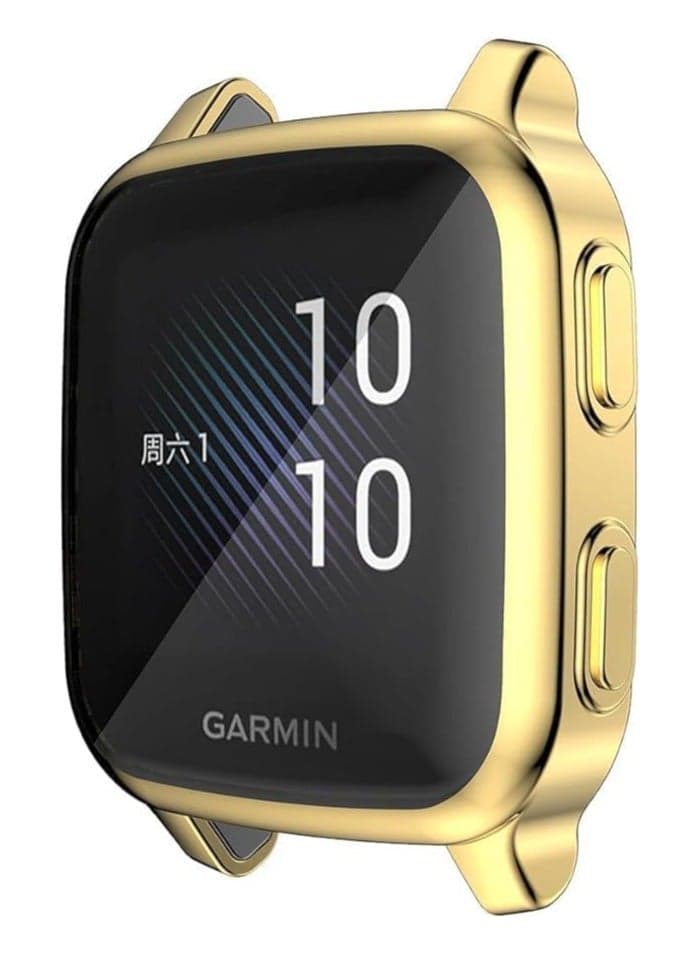 Compatible with Garmin VENO SQUARE MUSIC Waterproof Protective Case Soft TPU Plated All Around Scratch-Proof Screen Protector Cover for Garmin VENO SQUARE MUSIC (Gold) Smartwatch Cases & Covers (7)