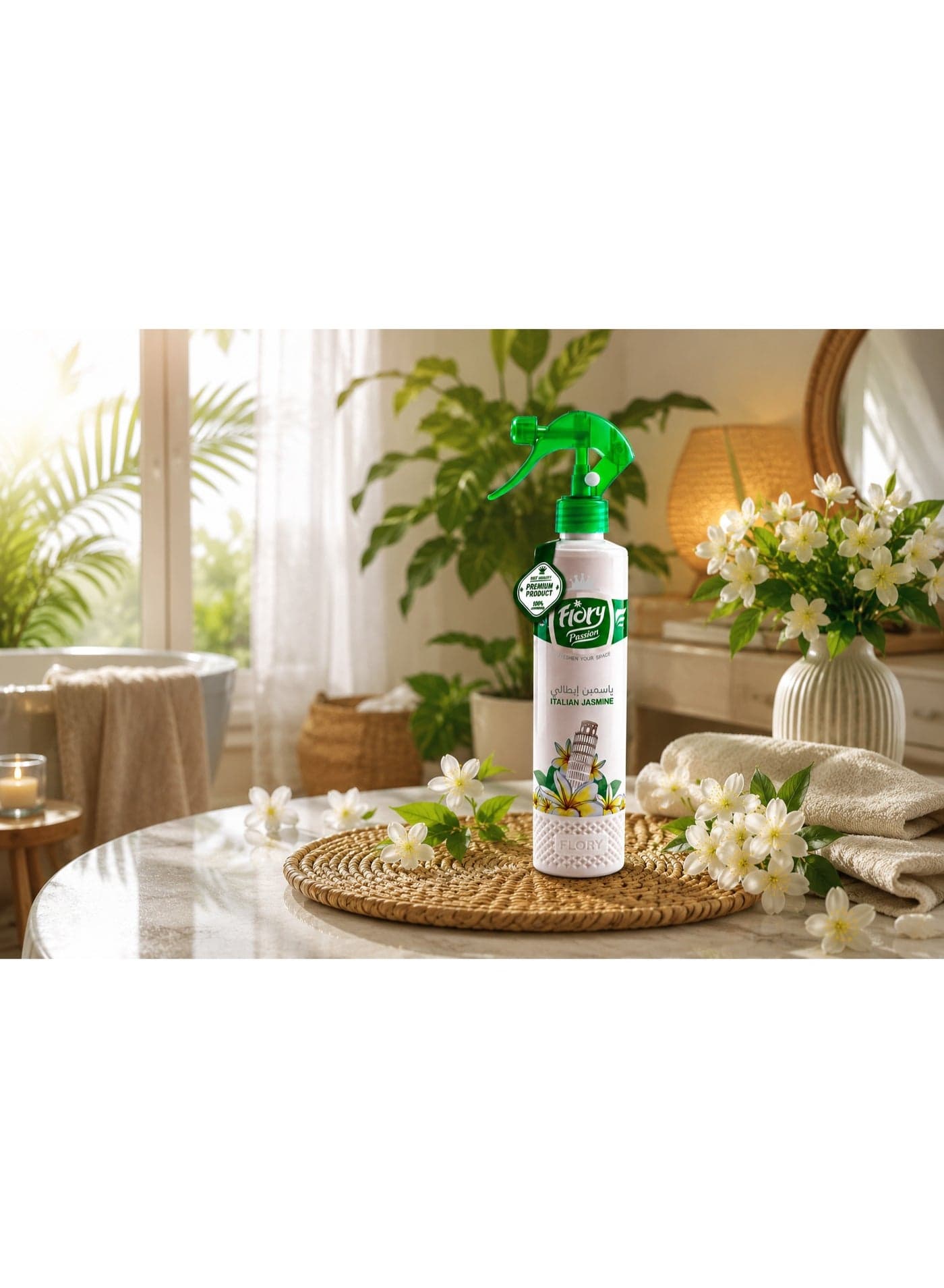 Flory Home Air Freshener Spray, Italian Jasmine Fragrance, Long Lasting Floral Scent for Home, Curtains & Upholstery, Premium Trigger Spray, 425 g Household Air Fresheners (٧)