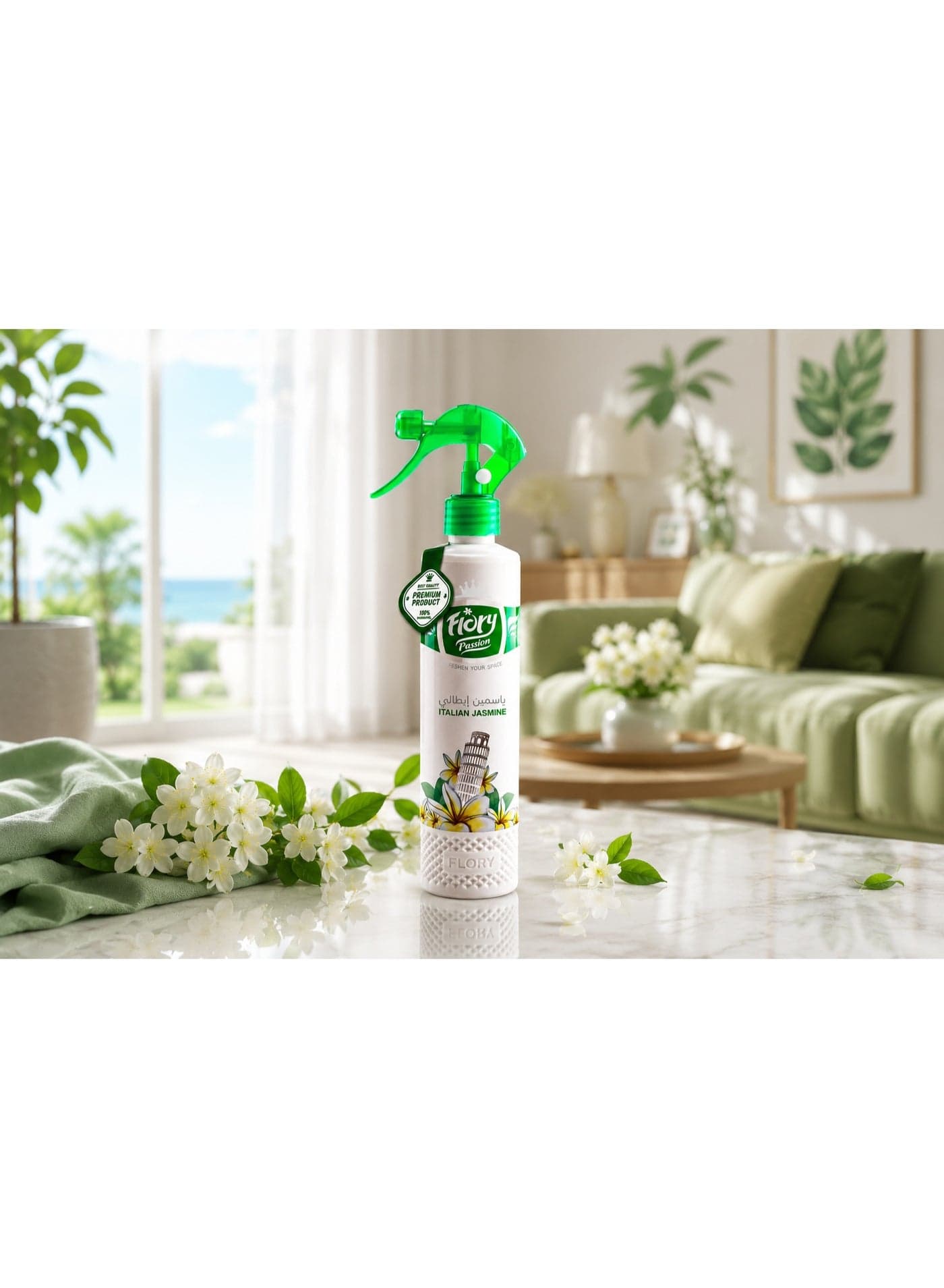 Flory Home Air Freshener Spray, Italian Jasmine Fragrance, Long Lasting Floral Scent for Home, Curtains & Upholstery, Premium Trigger Spray, 425 g Household Air Fresheners (٥)