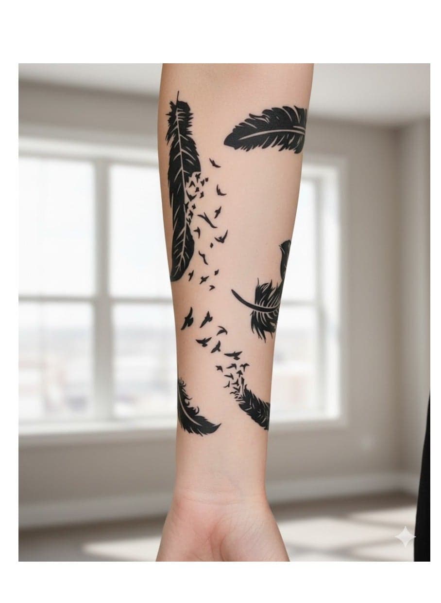 Temporary tattoos in Black Bird Feather Animal Makeup Tools & Accessories (٣)