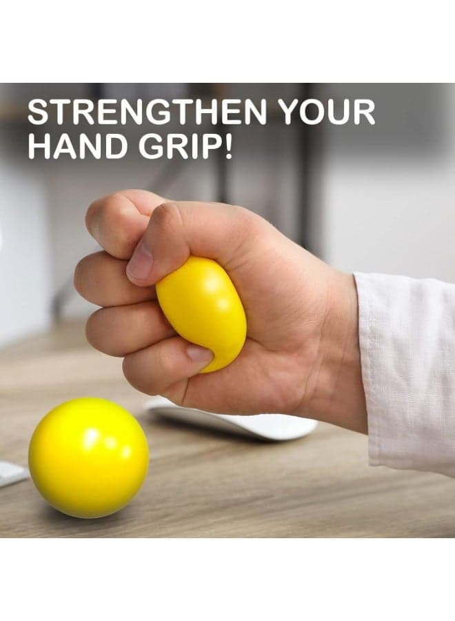 Smile Face Squeeze Stress Ball, Soft PU Foam Fidget Toy for Stress Relief, Sensory Play, Classroom Rewards and Hand Exercise, Yellow, 1.6 Inch Squishy Toys (3)