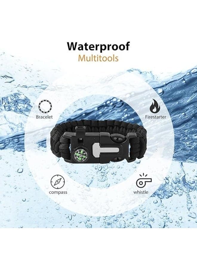 5*1 Professional Multi-Purpose Survival Bracelet Includes Compass and Whistle with Fire Starter Stone and Loud Whistle Perfect for Camping, Hiking, Fishing (6)
