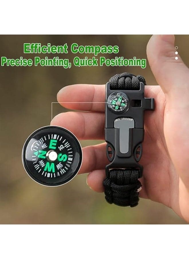 5*1 Professional Multi-Purpose Survival Bracelet Includes Compass and Whistle with Fire Starter Stone and Loud Whistle Perfect for Camping, Hiking, Fishing (8)