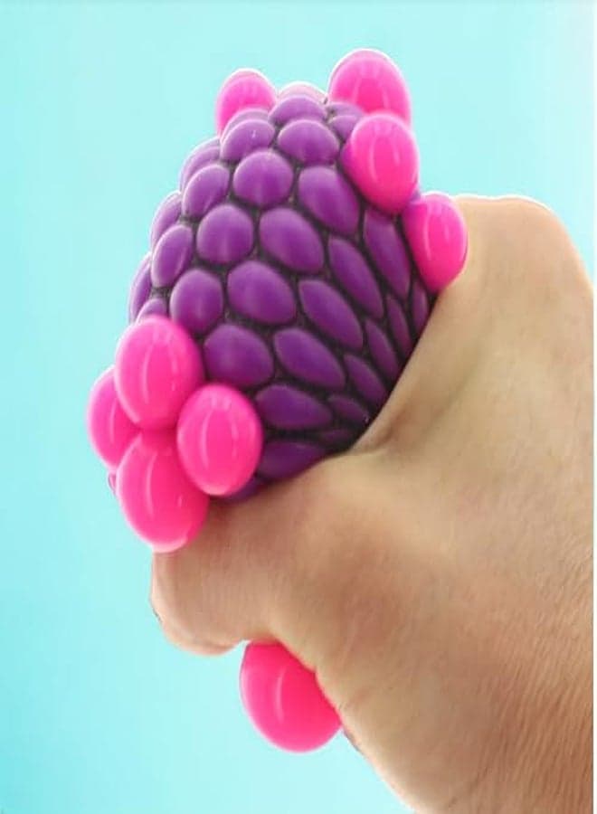 MIJOMA Colourful Anti-Stress Ball in the Net - Squeeze Ball Toy, Sensory Stress Relief for Large and Small, Office & School - 7 cm (Purple-Pink) (٢)