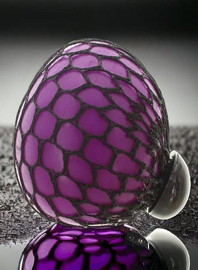 MIJOMA Colourful Anti-Stress Ball in the Net - Squeeze Ball Toy, Sensory Stress Relief for Large and Small, Office & School - 7 cm (Purple-Pink)