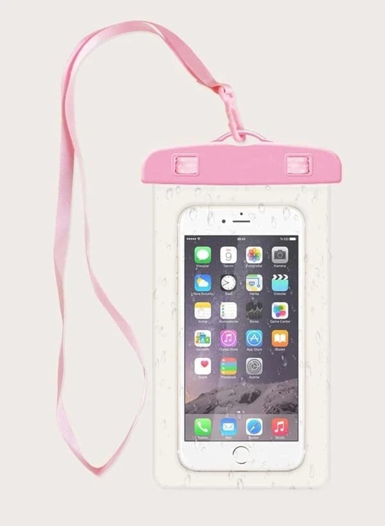 Fully protected sea case, Swimming Bag Waterproof Phone Case, Mobile Pouch PVC Cover Use at Beach or Swimming Pool, with Neck Strap For iPhone, Samsung, Xiaomi, Huawei, Redmi - Light Pink (٣)