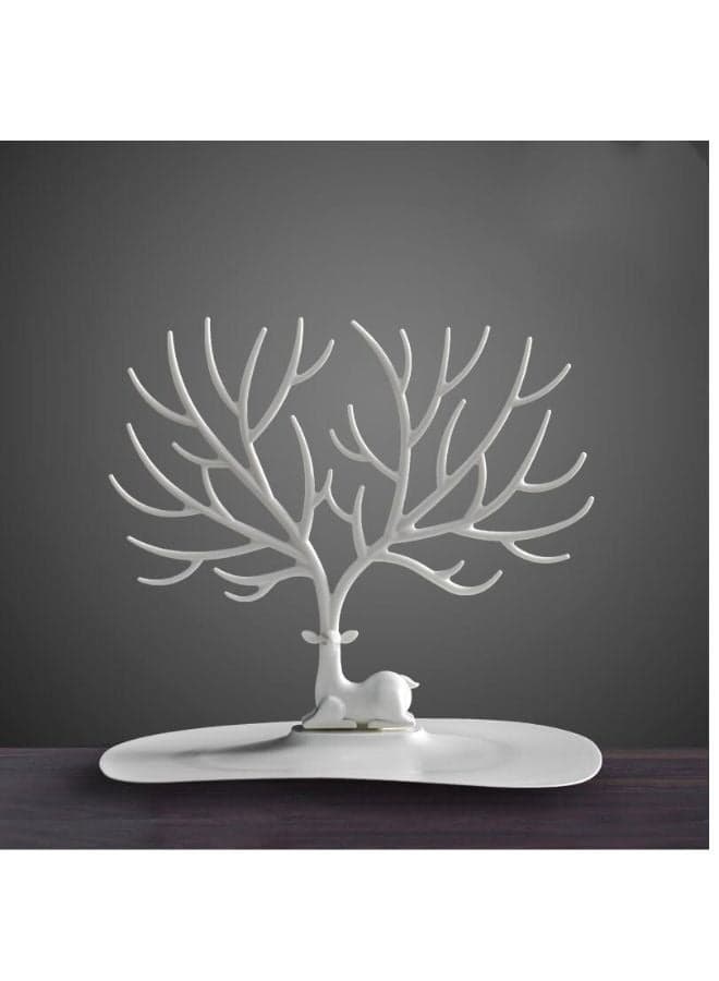 Tree Shape Jewelry Holder for Necklace Storage Plastic Jewelry Display Stand for Earrings Bracelets Necklaces Jewelry Display Tray - White Jewellery Organizers (8)