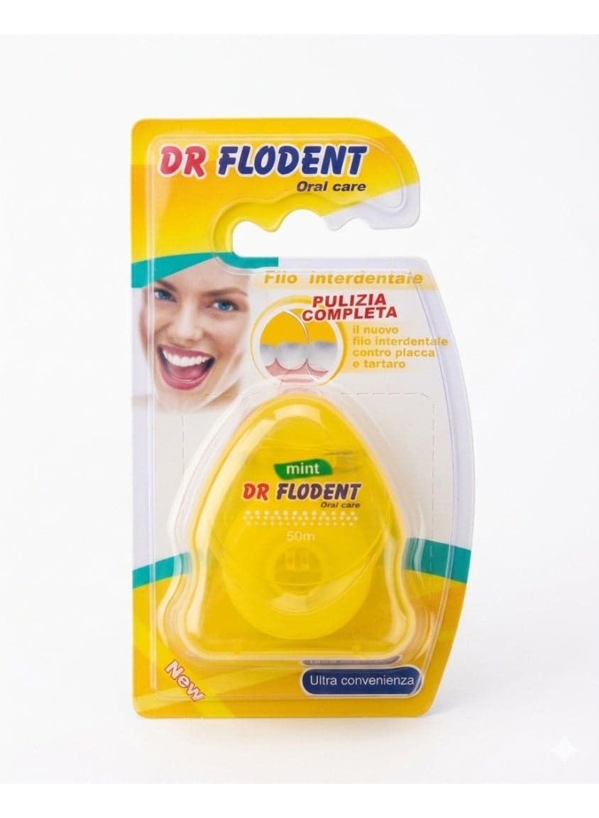 Dental Floss - 50m for Complete Cleaning, Plaque & Tartar Removal (Yellow) Dental Floss & Flossers