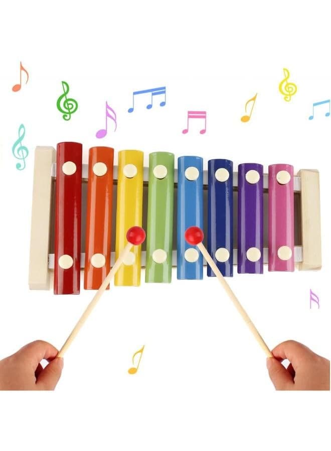 Tvoip wooden xylophone toys musical creative wooden instruments 8 notes xilofono children baby musical toys development (٢)