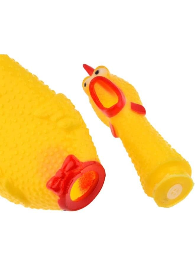 Screaming Chicken Toy Yellow Rubber Squaking Chicken Toy Novelty and Durable Rubber Chicken Gag Dog Toys Gift for Boys Girls Rubber Squeaky Strong Tough Chew Puppy Play Toy for Dog Gag Toys & Practical Jokes (٣)