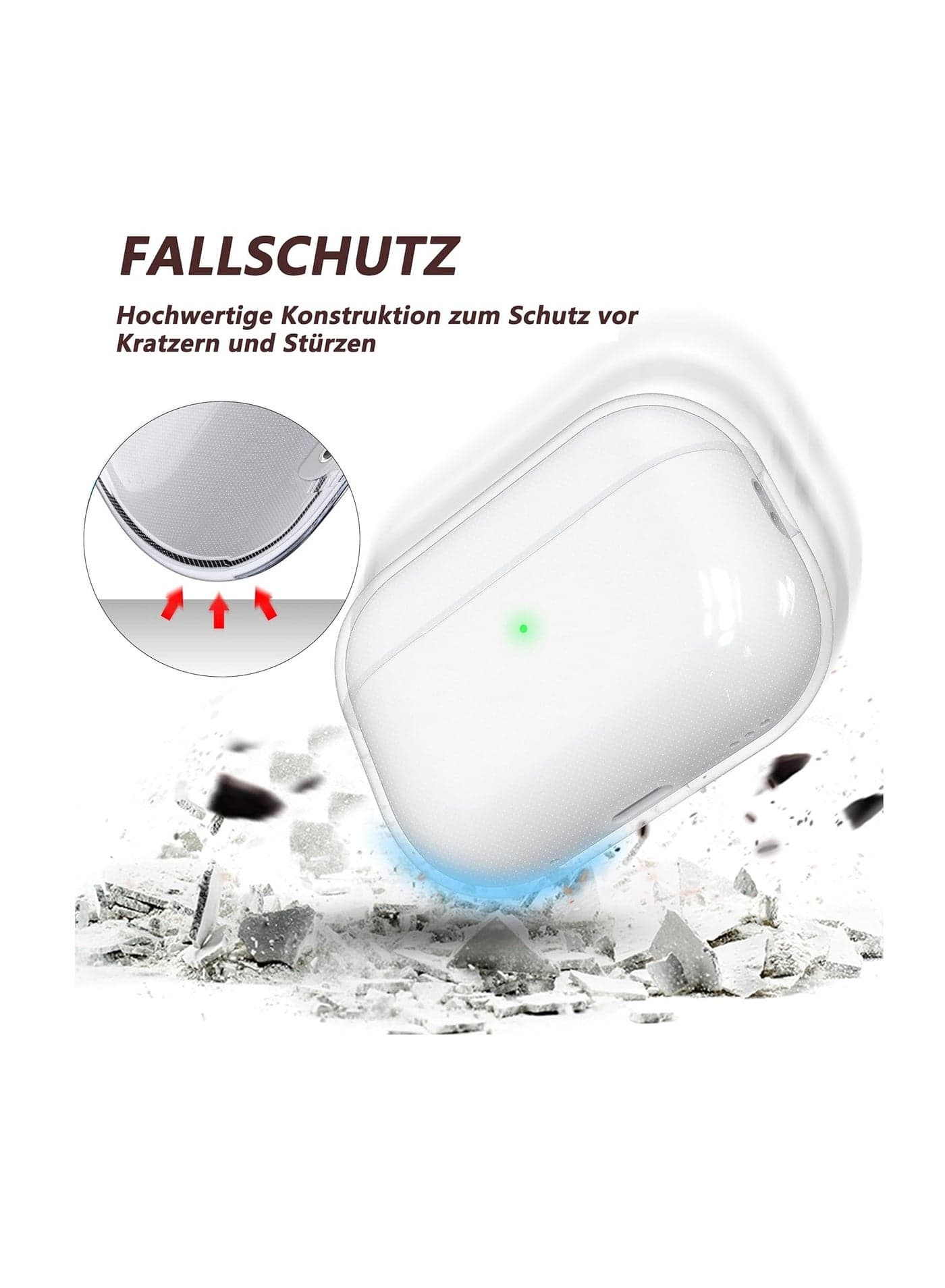 Case with Cable for AirPods Pro 2 | Durable Cover with Detachable Lanyard | Suitable for Wired & Wireless Charging | Clear TPU Case Cover + Polyester Strap (Transparent) (3)