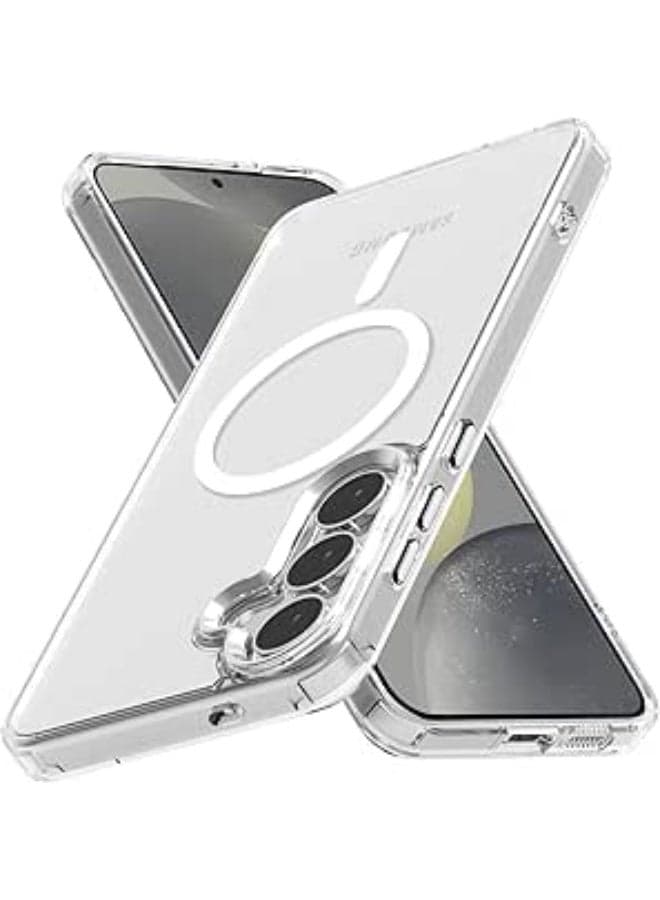 Magnetic Case Designed For Samsung Galaxy S25 5G, Compatible with Mag-Safe Transparent Cover Non-Yellowing Military Shockproof Protective Protection Hard PC + Liquid Silicone, Transparent
