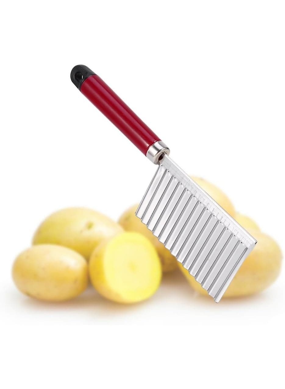 French Fry Crinkle Cutter,Wavy Potato Slicer Cutter,Vegetable Veggie Chopper Cut Knife,Cucumber Carrot Garnishing Knife, Home Kitchen Wavy Blade Cutting Tool