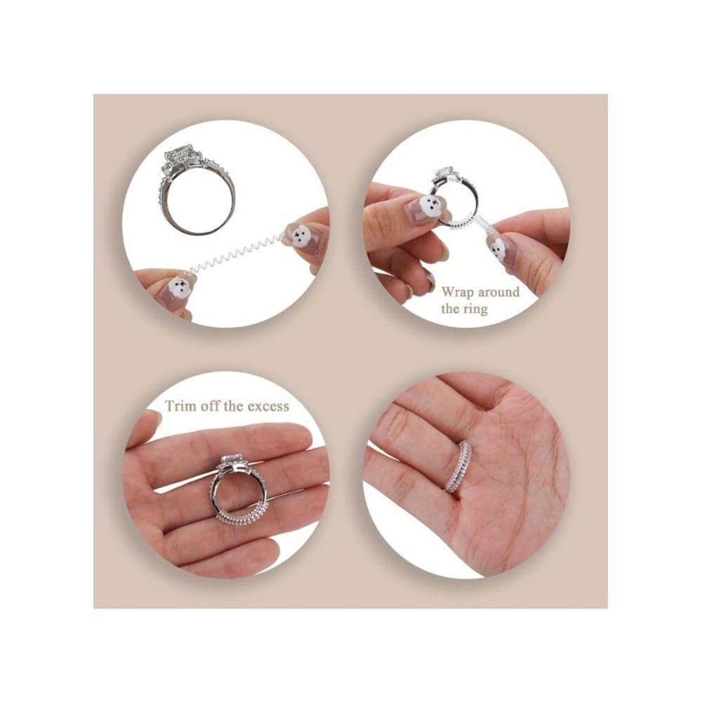 Universal Ring Size Adjuster for Wide Rings –4 Pcs Silicone Spiral Ring Tightener Set – Anti-Slip Invisible Ring Reducer for Loose Rings – Perfect Fit Jewelry Comfort Accessory Women's Rings (٩)