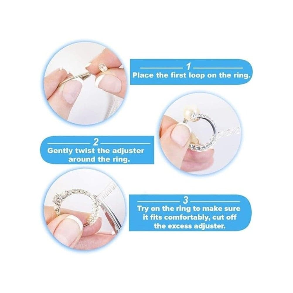 Universal Ring Size Adjuster for Wide Rings –4 Pcs Silicone Spiral Ring Tightener Set – Anti-Slip Invisible Ring Reducer for Loose Rings – Perfect Fit Jewelry Comfort Accessory Women's Rings (٣)