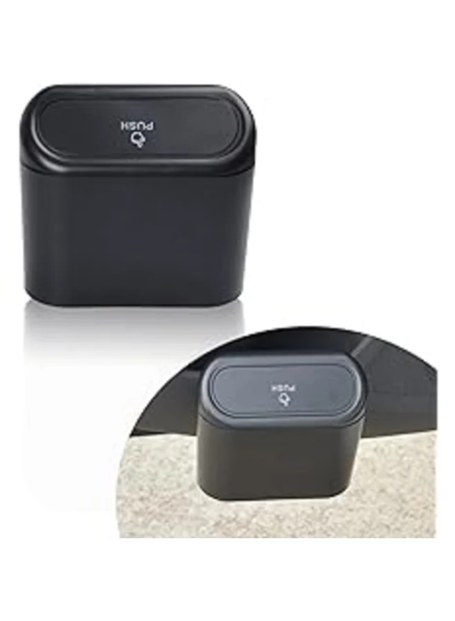 Miytsya Black Car Trash Can with Lid, Leak Proof Hanging Mini Dustbin, Folding Automotive Garbage Organizer, Multifunctional Storage Container for Car, Home, Office Car Trash Bins