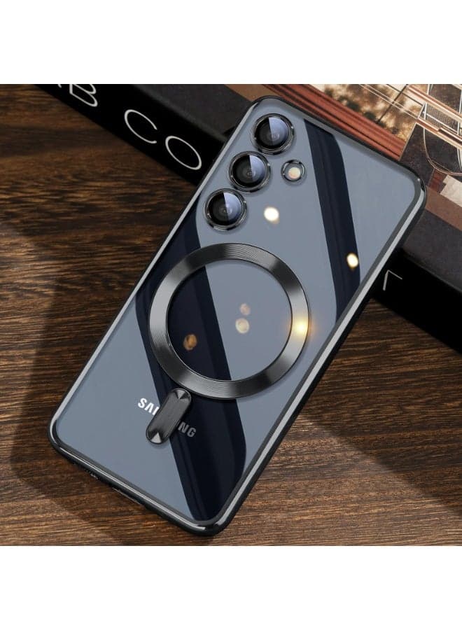 Electroplated Case For Samsung Galaxy A15 Camera Lens Full Protection Compatible with MagSafe Wireless Charging, Shockproof Soft TPU Phone Magnetic Cover (Black) (3)