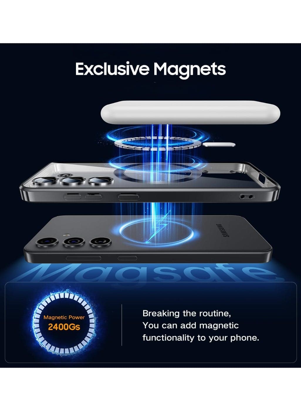 Electroplated Case For Samsung Galaxy A15 Camera Lens Full Protection Compatible with MagSafe Wireless Charging, Shockproof Soft TPU Phone Magnetic Cover (Black) (4)