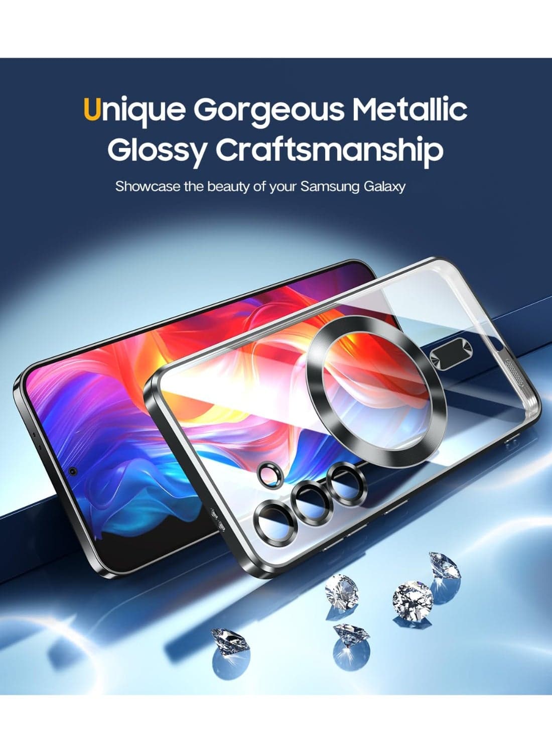 Electroplated Case For Samsung Galaxy A15 Camera Lens Full Protection Compatible with MagSafe Wireless Charging, Shockproof Soft TPU Phone Magnetic Cover (Black) (2)