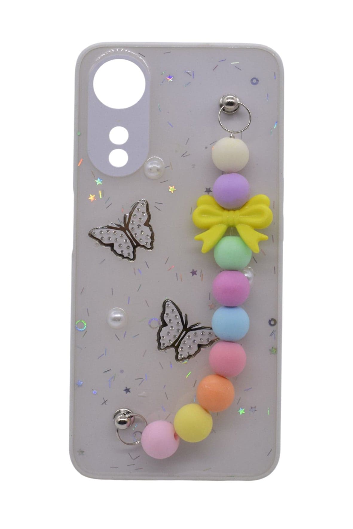 Butterfly and Chain Design TPU Back Cover for Oppo A78 5G - White