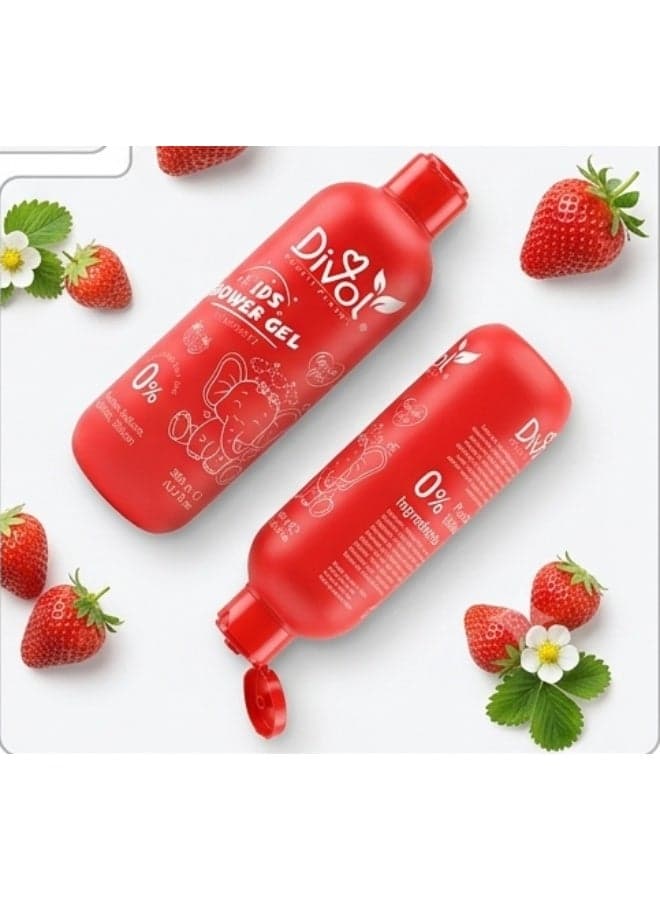 Divol Kids Strawberry Shower Gel 300ml - Gentle & Nourishing Body Wash with Chamomile, Honey & Cucumber Extract for Sensitive Skin (4)