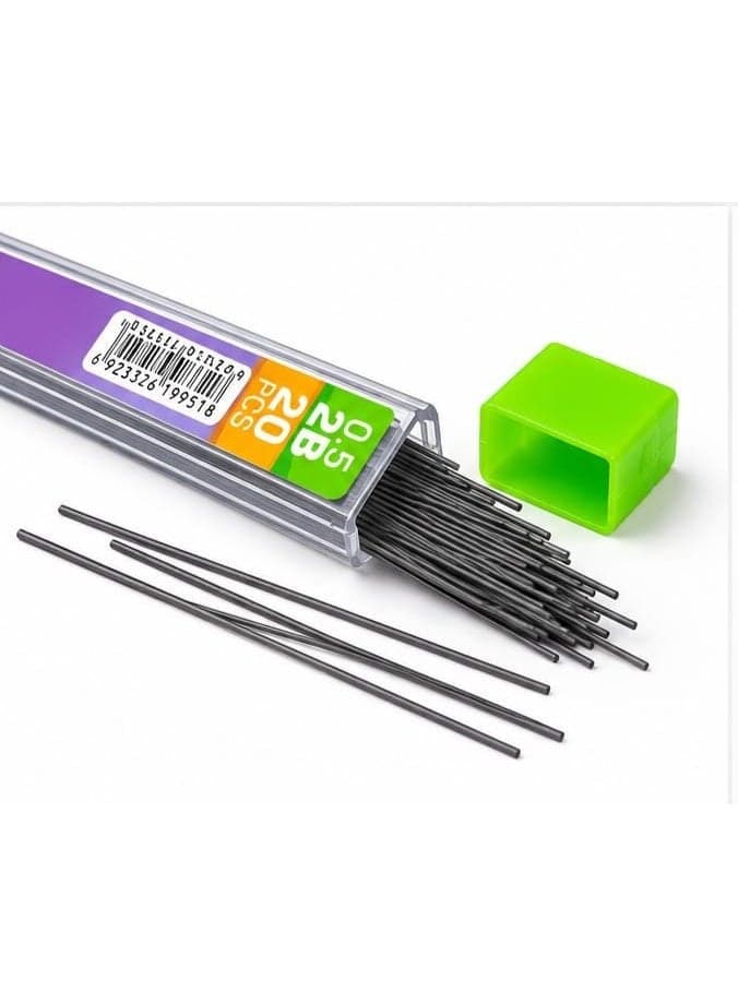Mechanical pencil refills 0.5mm, 2B – box of 20 pieces for writing and drawing (٢)