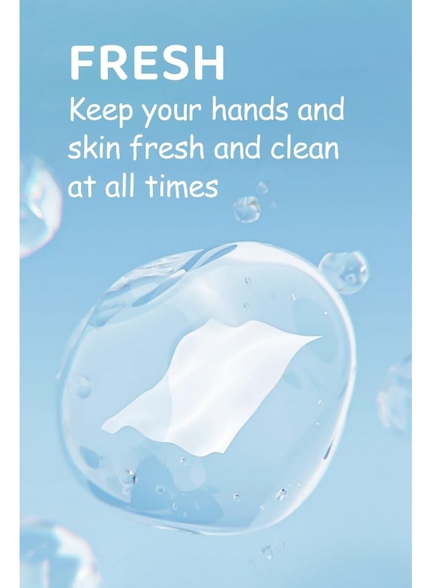 64 Count Mini Portable Wet Wipes, 16 x 10 cm Each, 8 Individual Packs with 8 Wipes per Pack, Compact Moist Wipes for Hand Cleaning and Quick Everyday Wiping, Suitable for Handbag, Car, Office, School, Travel and On-the-Go Use – Panda Design, Green Pack (5)