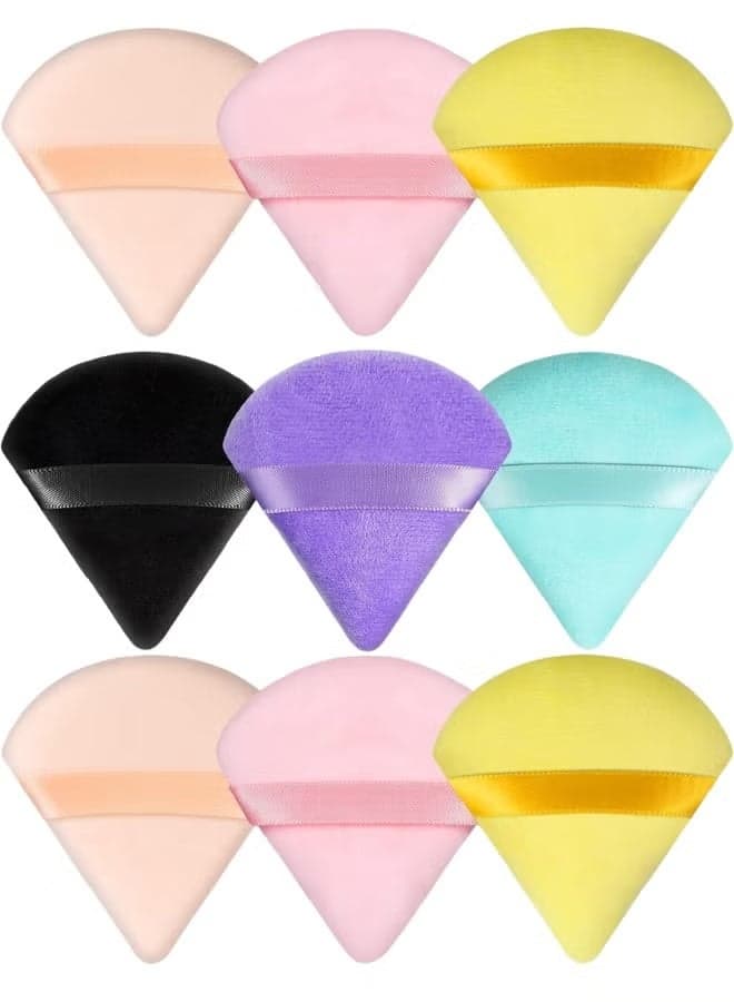 9-Piece Triangle Makeup Sponge Set for Foundation & Loose Powder – Professional Beauty Blending Sponges Make Up Sponges