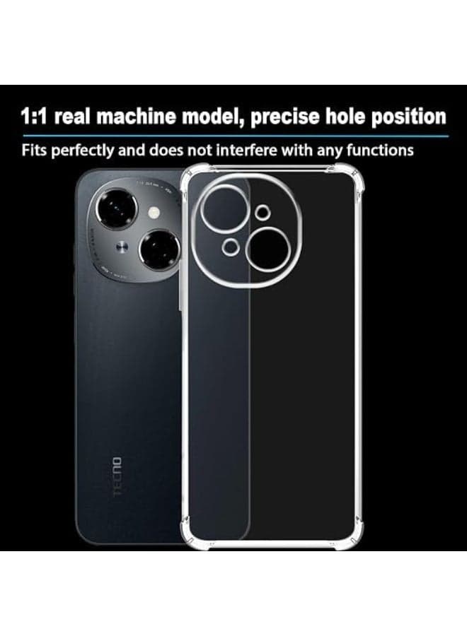 Case for Tecno Spark Go 1 2025/POP 9 4G Case Heavy Duty Bumper Shock-Absorption TPU Transparent Protective Camera Case with Four Corners Thickening Cases & Covers (٣)