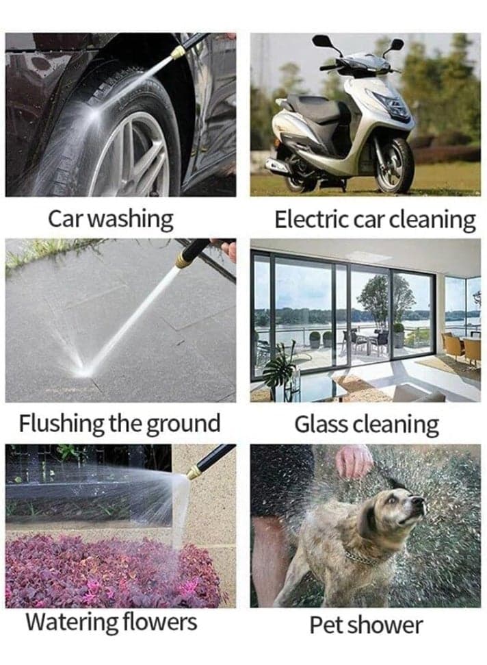 Car Wash Water Gun Garden Home Spray Gun Hose Pipe High Pressure Adjustable Water Gun Nozzle for Car Wash Multi Use T-2520 Pressure Washers (٧)