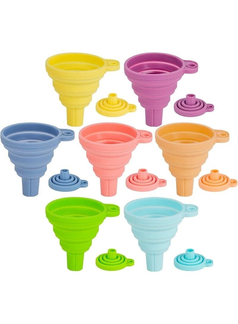 4Pcs Collapsible Food Grade Silicone Kitchen Funnel, BPA-Free Reusable Bottle and Jar Filling Funnel for Water, Juice, Cooking Oil, Vinegar, Sauces, Sugar, Flour, Spices, Grains and Powders, Heat Resistant from -40°C to 250°C, Dishwasher Safe Space-Saving Funnel – Random Color (2)