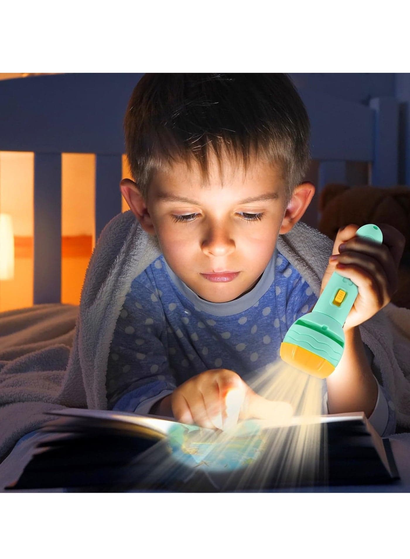 3 Sides 24 Patterns Flash Light Torch For Kids Projection Torch Story Education Learning Night Light Before Going To Bed (Purple) Early Development Toys (٦)