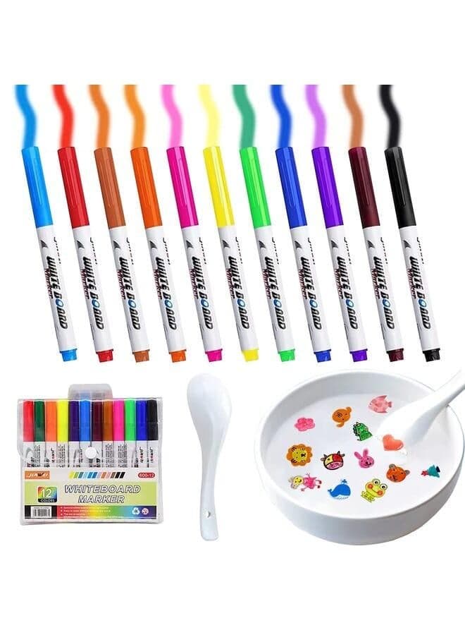 12 Pcs Magical Water Painting Pen, Magical Floating Ink Pen, A Watercolor Pen That Can Float in The Water, Magic Doodle Drawing Floating Marker Pens Toys Gifts for 3-12 Year Old Boys Girls Toddlers Reading & Writing