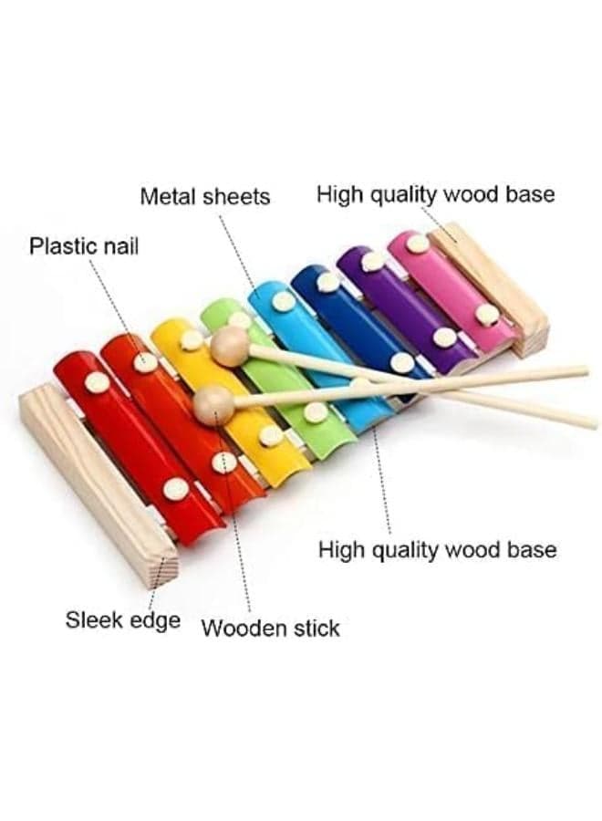 Kids Xylophone Toy with 8 Colourful Metal Keys and Wooden Mallets (2)