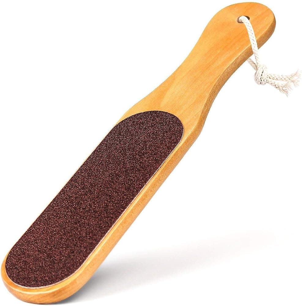 Double Sided Foot File Scrubber | Dead Skin & Callus Remover | Feet Scraper | Pedicure Tool with Wooden Handle | 1 Count (Pack of 1) Buffer Stones
