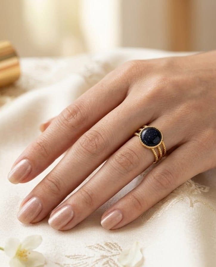 Women's stainless steel ring, golden, distinctive in its design, elegant, of high quality Fine Jewellery Rings (٤)