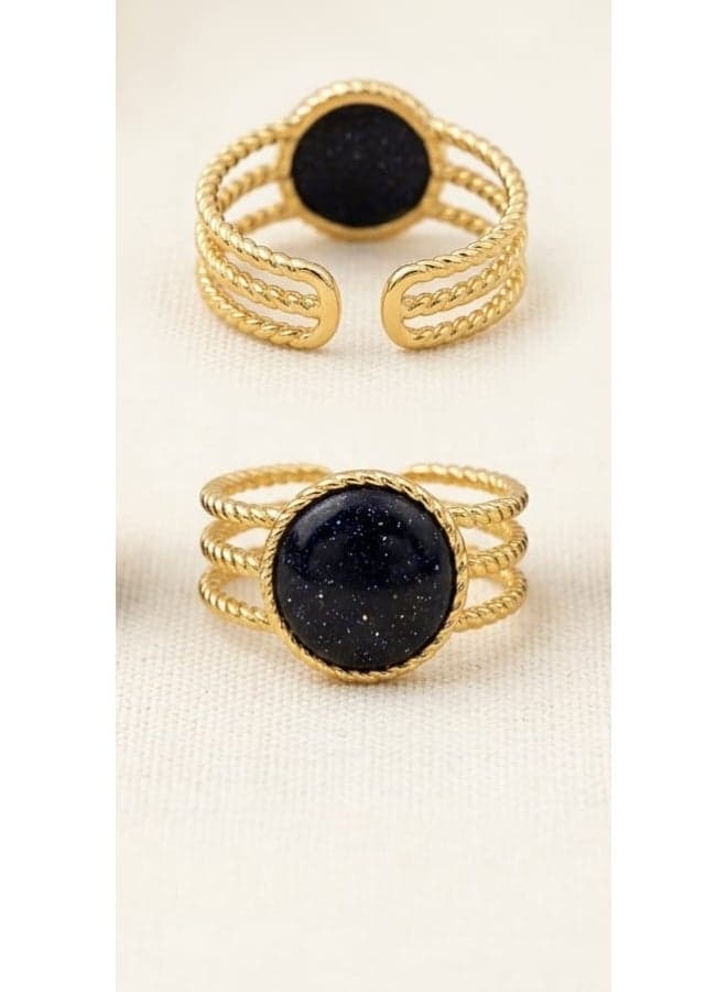 Women's stainless steel ring, golden, distinctive in its design, elegant, of high quality Fine Jewellery Rings