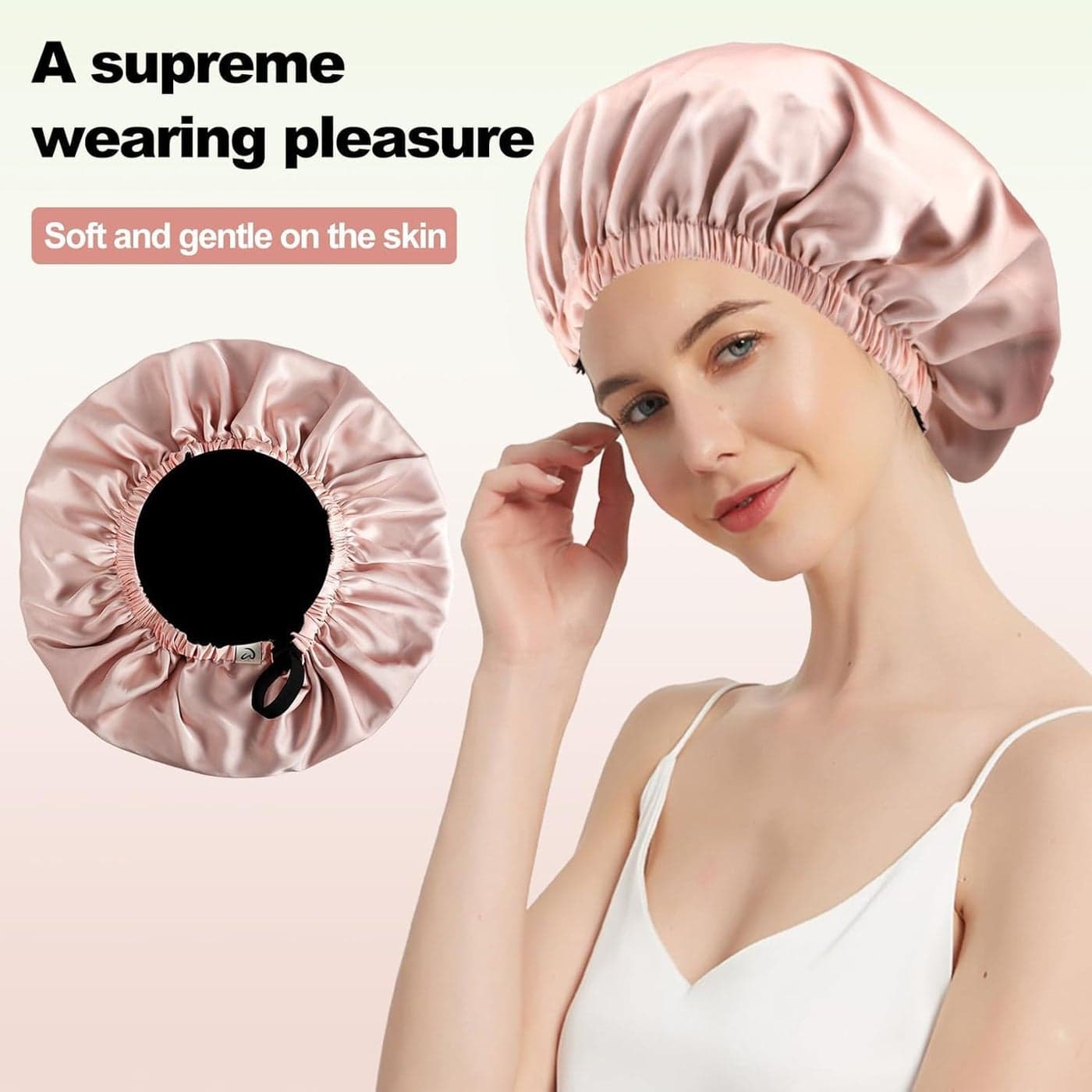 Satin Headwear, Silk Bonnet Double Layer Sleeping Hair Ties Shower Head Cover... (4)