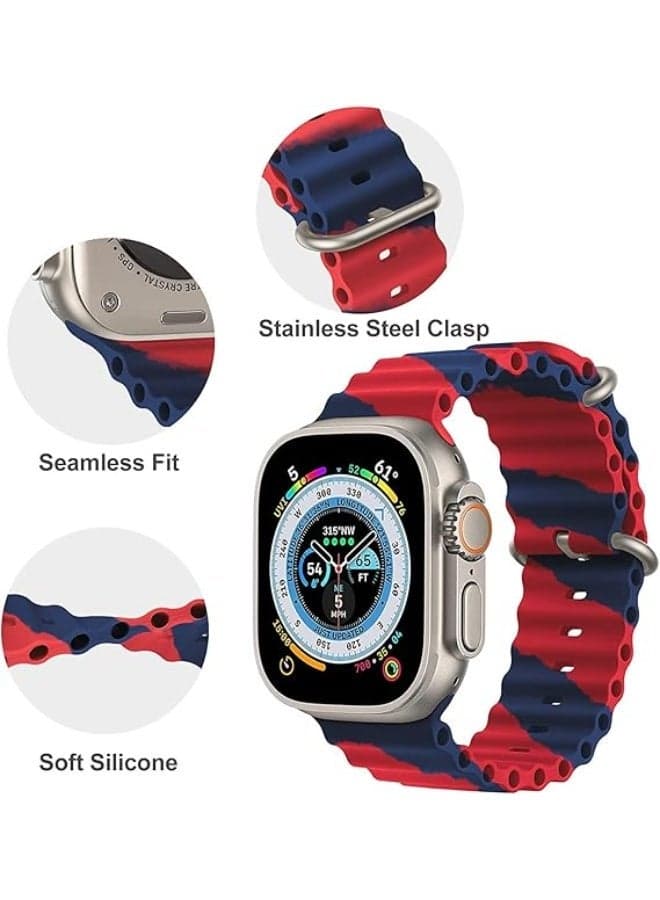 Fekra Silicone Ocean Band Strap for Apple Watch Ultra 8 49mm Orange (Single Color Strap) with White (Single Color Strap)(set of 2), Silicone Smartwatch Bands (٤)