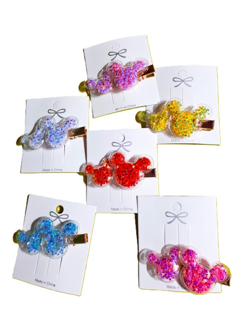 6-Piece Glitter Teddy Bear Hair Clip Set – Copper Clip Design with Colorful Charming Styles Girls' Accessories