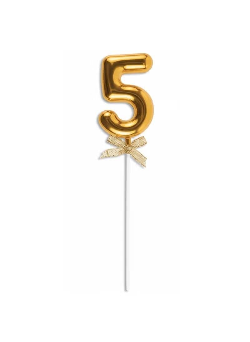 Number 5 Cake Topper Golden Glitter Acrylic Elegant Decoration for Birthday Wedding Anniversary Celebration Luxury Party Supply Cake Supplies