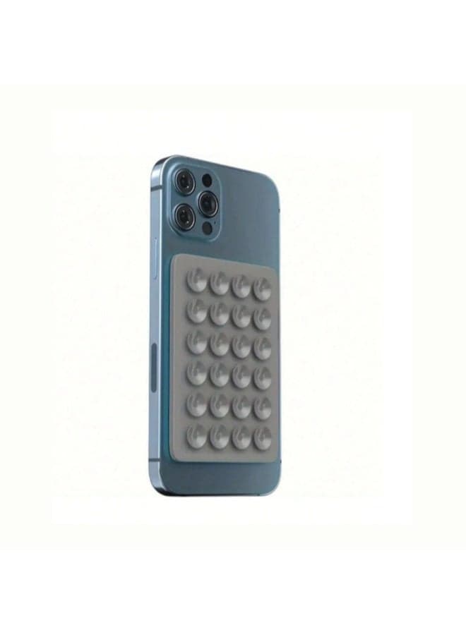 Mobile Phone Silicone Suction Cup Holder, Non-Slip Pad, Hands-Free Mount Double Sided Phone Suction Holder Back of Phone Sticky Grip Multipurpose Suction Phone Case for Shower Mirror Car Selfies (5cm x 8cm) - Gray Phone Grips & Stands