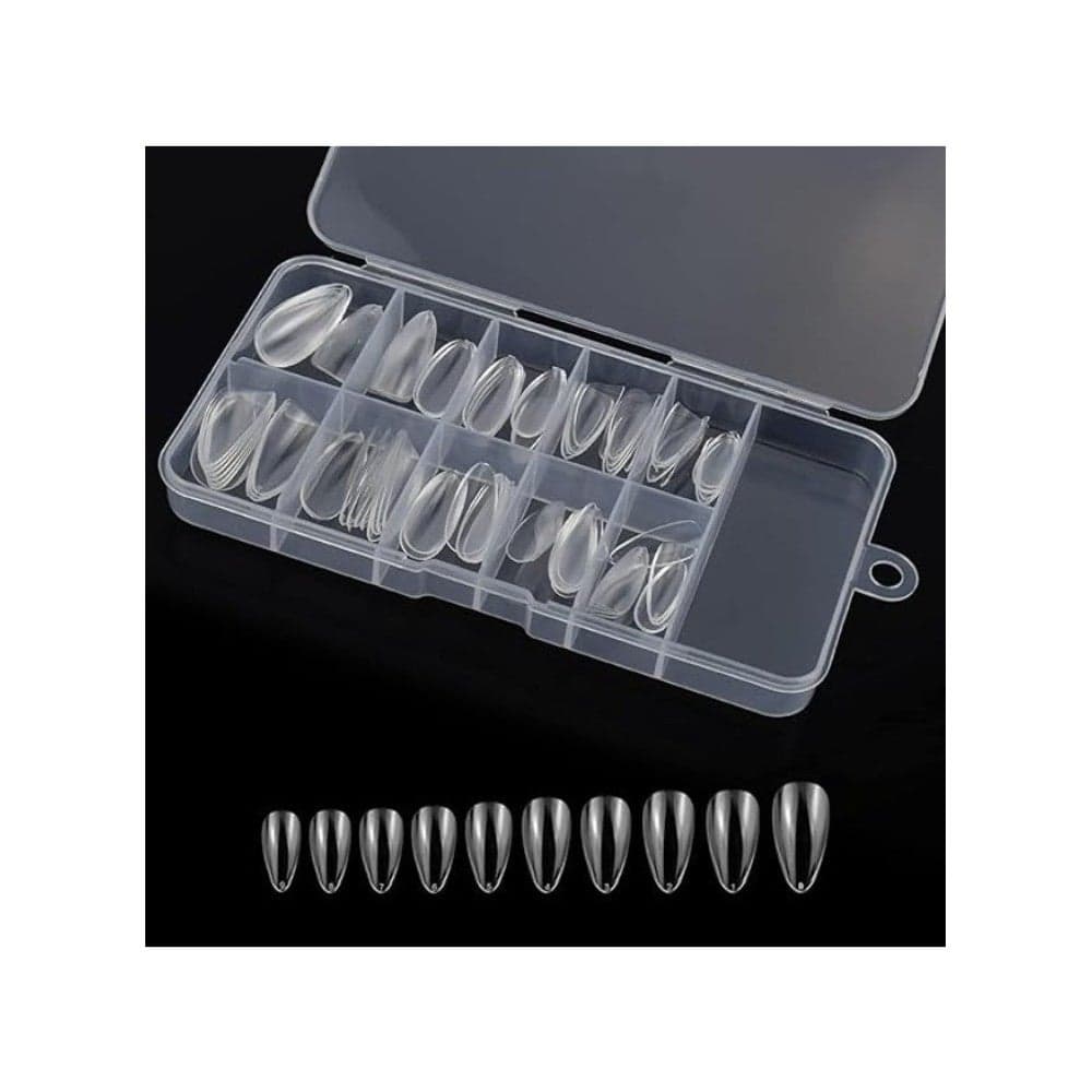 100PCS Clear Artificial Nail Tips Set with Storage Case – Full Cover Nail Extensions in 10 Sizes for Salon & DIY Manicure, Durable Long-Lasting False Nails for Stylish and Natural Look, Transparent Nail Tips Press On False Nails