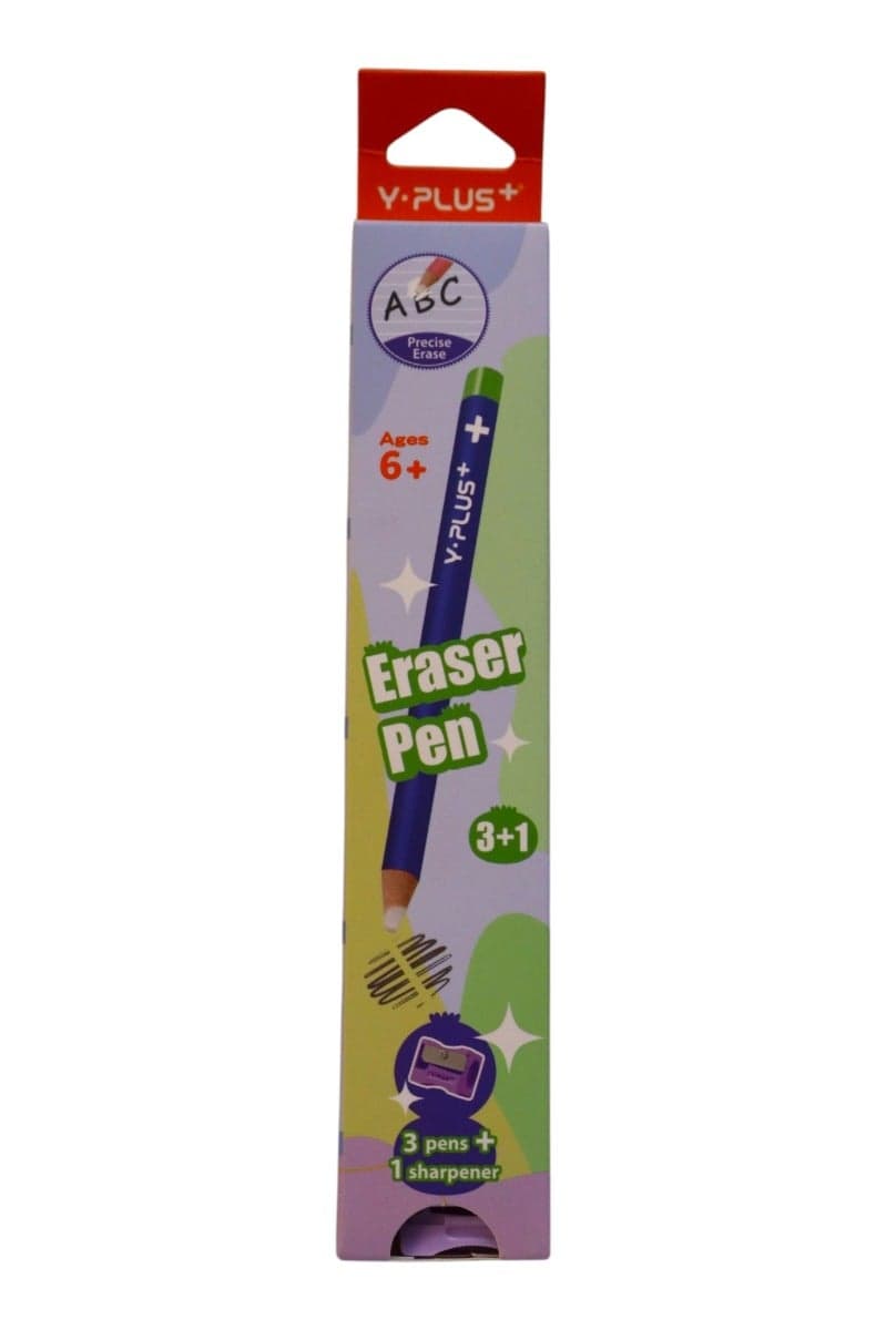 Y-Plus Eraser Pen Set, 3 Eraser Pen Blue + Sharpener – NO. Ex250220