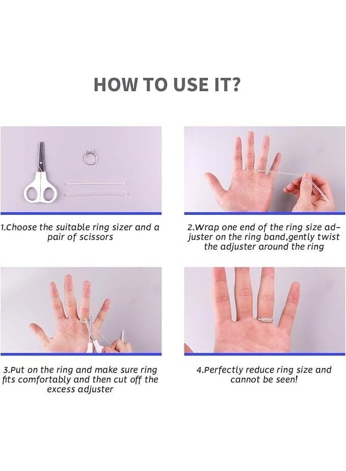 Loose Ring Size Adjuster Set – 4 Pieces with 4 Sizes – Transparent Silicone Anti-Slip Ring Guards for Secure Fit – Adjustable Tools to Resize Oversized Rings Without Permanent Alteration – Comfortable, Invisible, and Safe for Daily Wear – Perfect for Engagement, Wedding, and Everyday Rings for Women and Men Jewellery Making Beads (6)